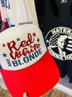 Red White BLONDE Trucker Hat