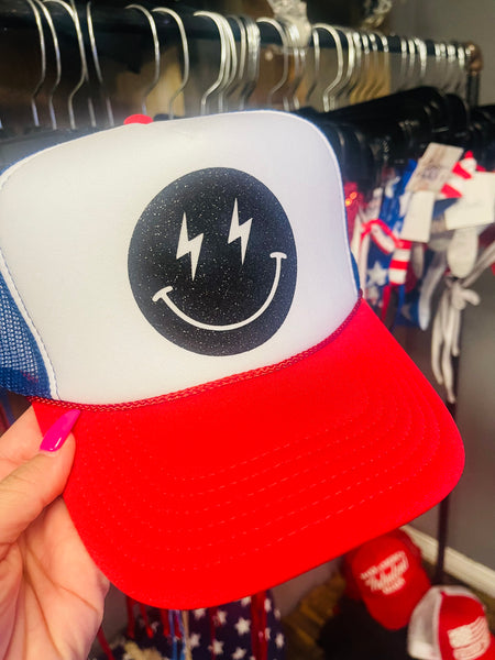 Patriotic Smiley Trucker Hat